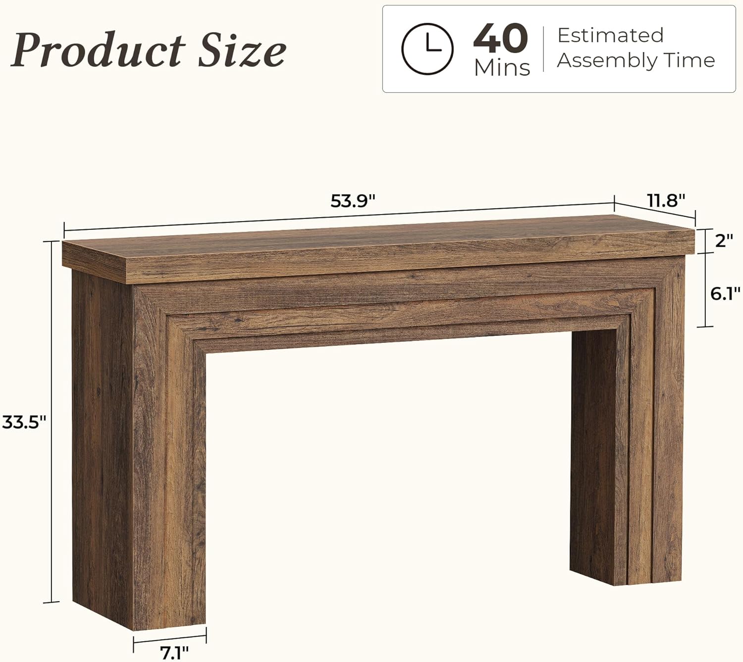 54 Inch Rectangular Console Table, Modern Entryway Sofa Table - Image 2