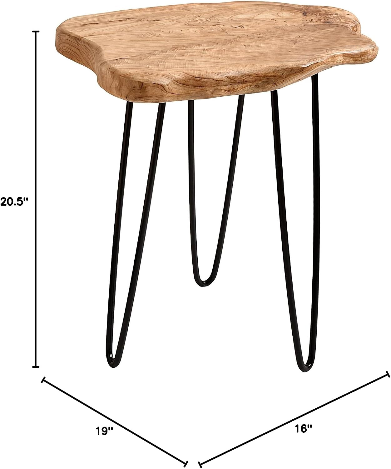 Live Edge Cedar End Table with Hairpin Legs, 20.5 Inch - Image 2